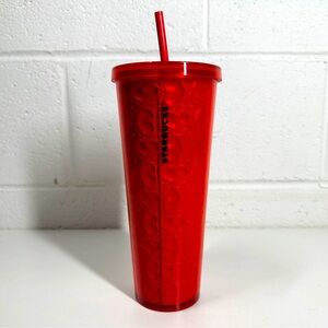 Starbucks 2018 Rare Heart Embossed Valentines Day Tumbler Lid & Straw Included